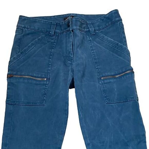 Ann Taylor Loft Ankle Jeans Size 4 Turquoise Stretch Zip Denim Womens 30X28 - Picture 2 of 5